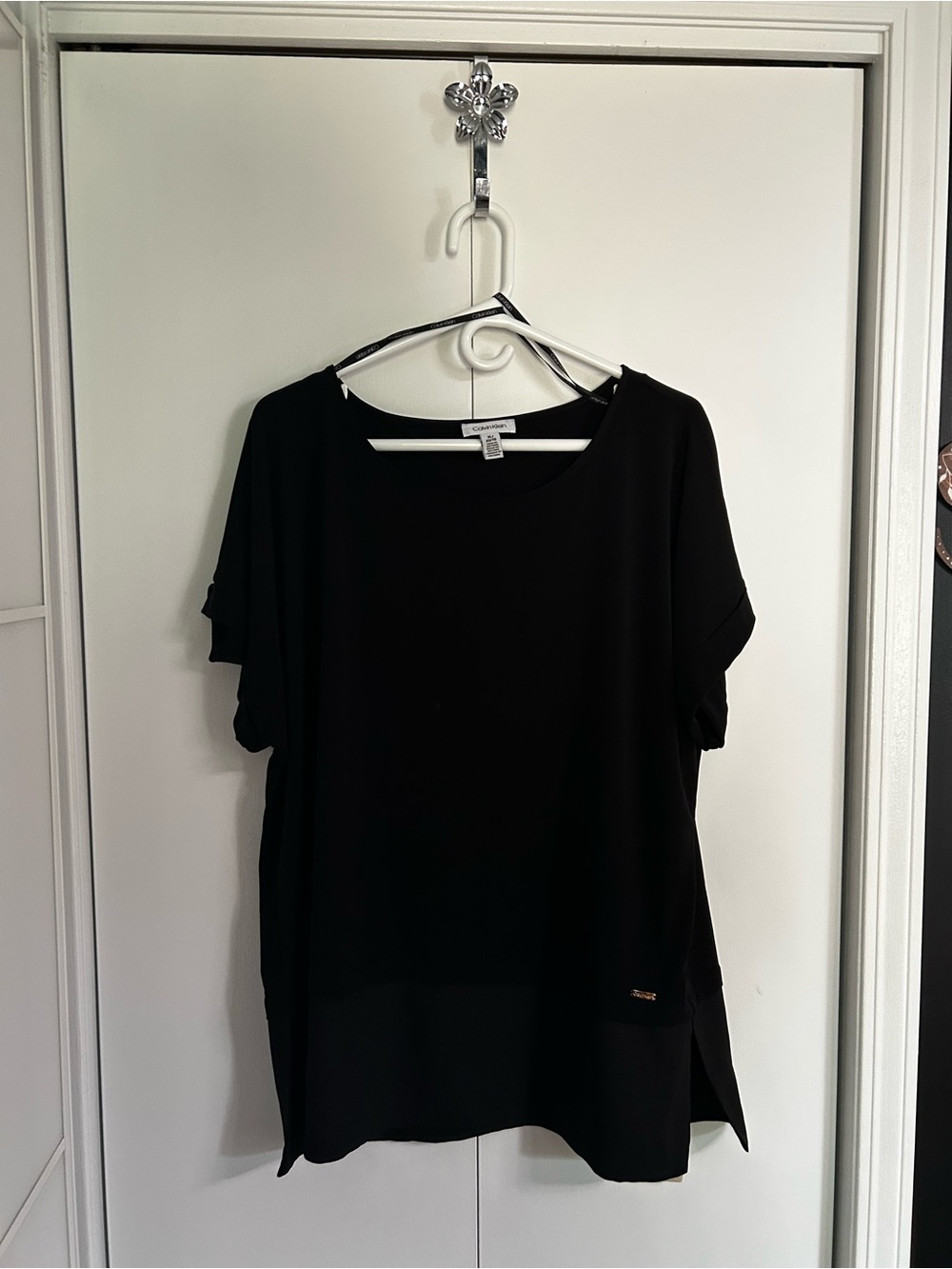 Calvin Klein XL Black Short-Sleeve Tunic Top